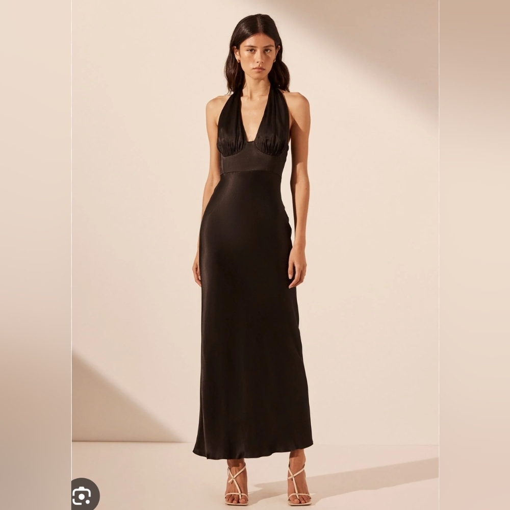 Vintage Y2K 2000s banana Republic 100% silk black halter dress - Picture 5 of 16